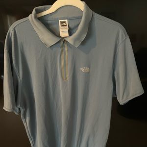 North Face Blue Polo 1/4 Zip Moisture Wick — Mens Size Large